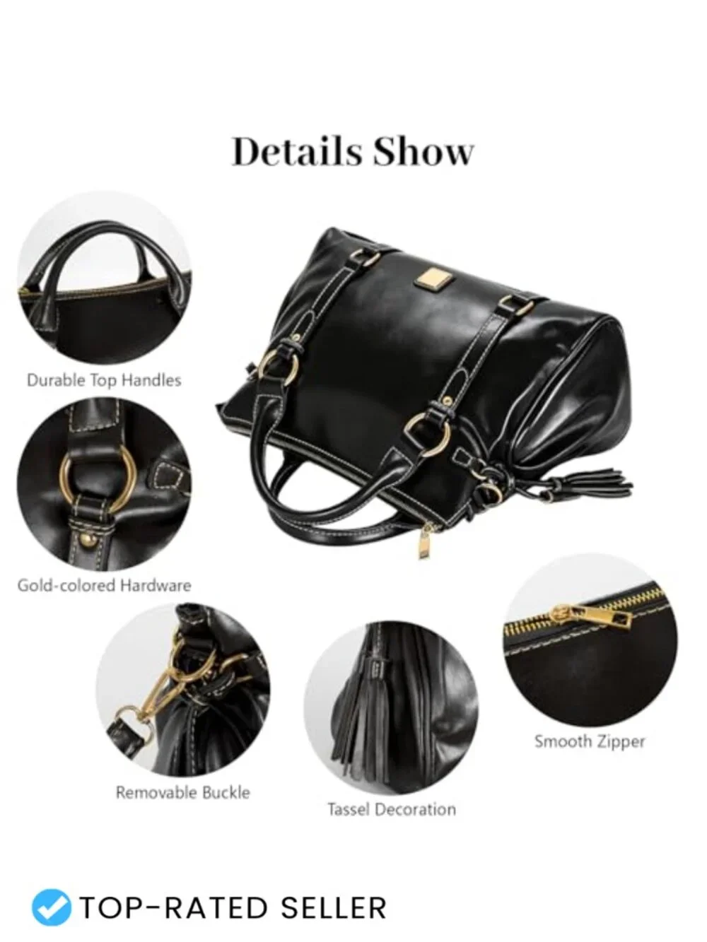 Faux Leather Satchel Handbag Crossbody Tote Large Capacity Adjustable Strap